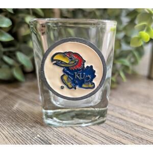 Kansas Jayhawks KU Shot Glass Square Heavy Base NCAA College Barware